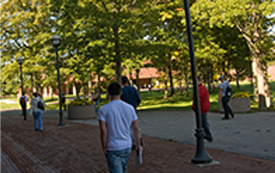 students outside on campus